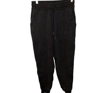 Lululemon athletica black thick cotton jersey knit sweatshirt drawstring pants 6
